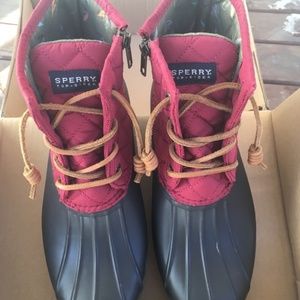 Red Quilted Sperry Duck Boot Waterproof Rain